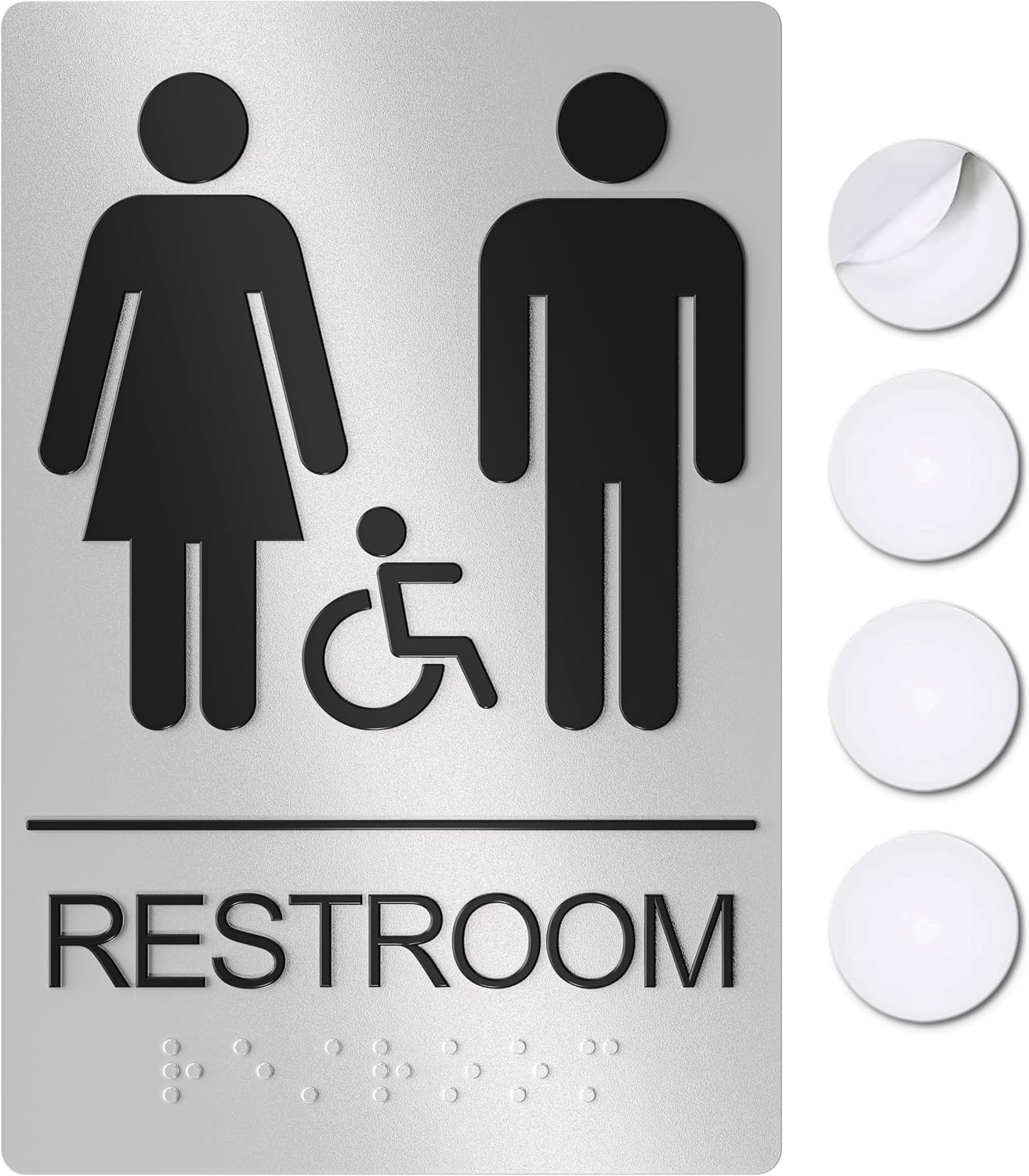 Restroom Sign for Business – 9 X 6 Inch – 1 Pack | ADA Compliant, Raised Text wi