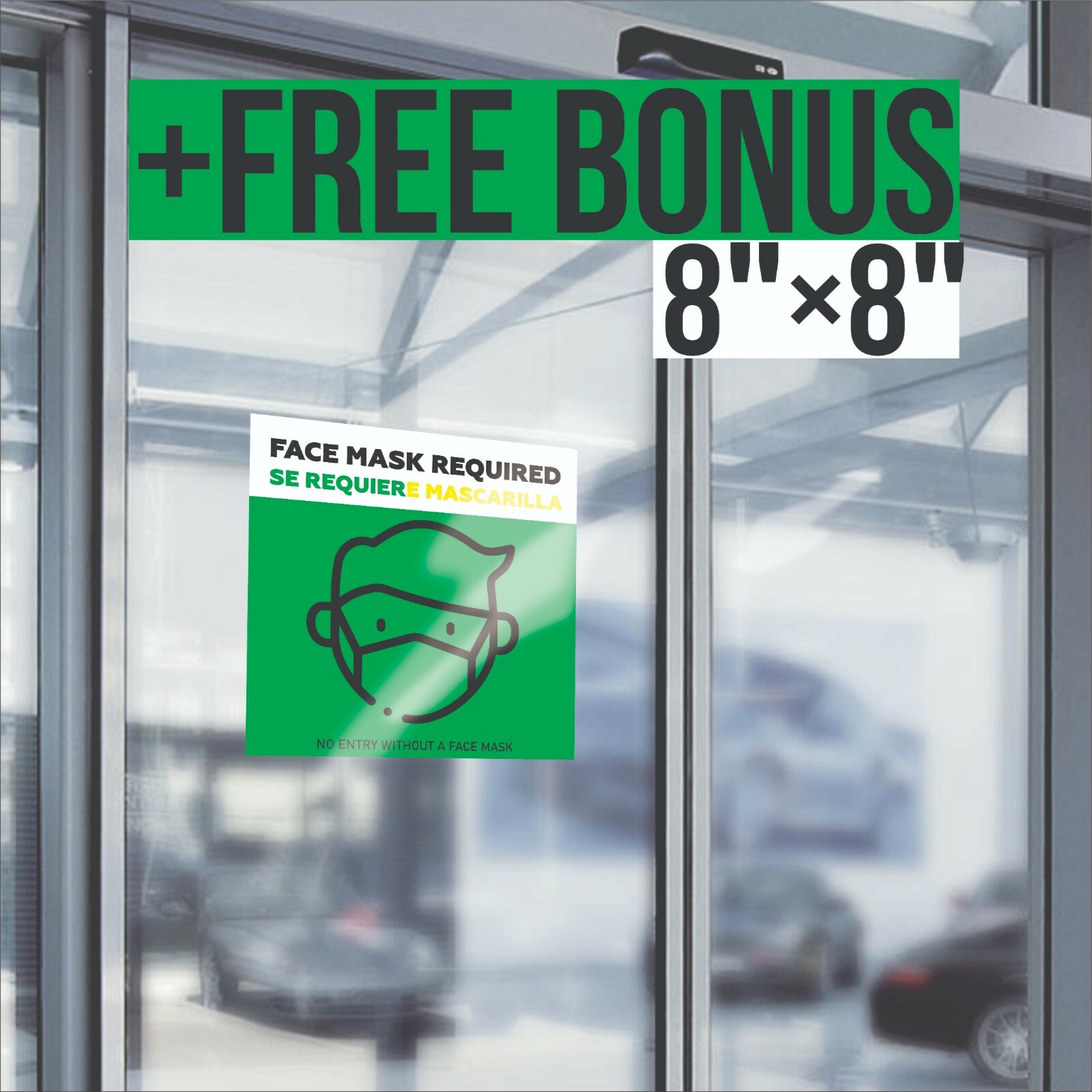 Social Distancing Floor Sign Carpet 5 Pack Plus Face Mask Window Decal Vinyl