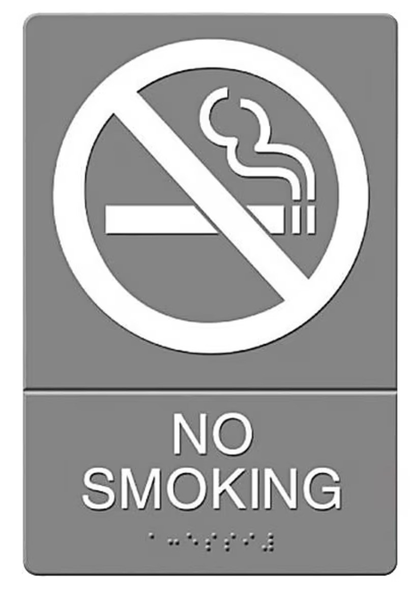 U.S. Stamp & Sign Headline® ADA « NO SMOKING » Sign, Gray/White, 6&Prime; x 9&Prime; 2PK