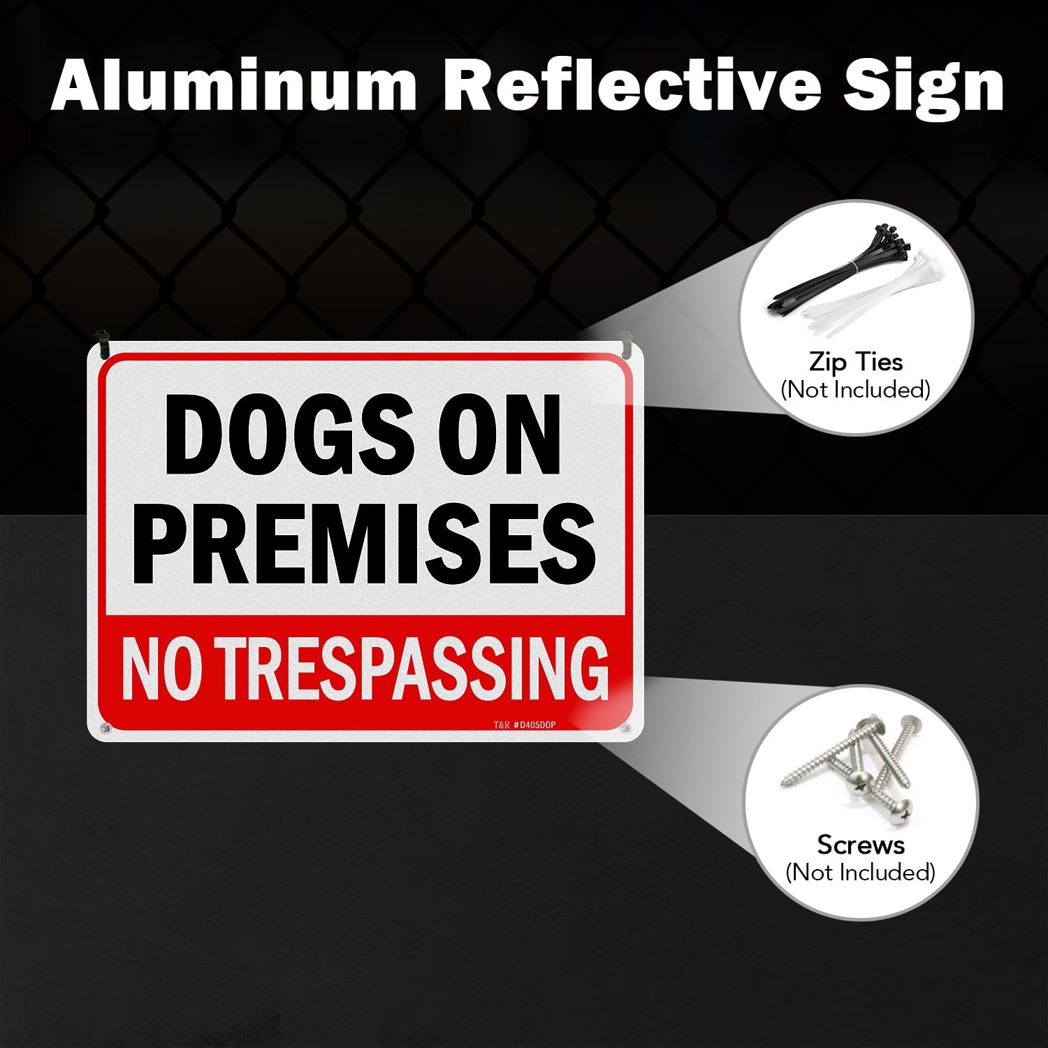2 Pack Dogs On Premises Sign, No Trespassing Sign, 10 x 7 Inches .040 Aluminum R