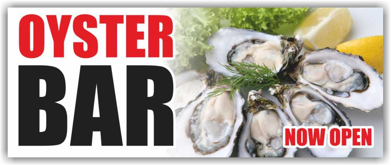 OYSTER BAR NOW OPEN Advertising Banner Vinyl Mesh Sign seafood shrimp buffet bar