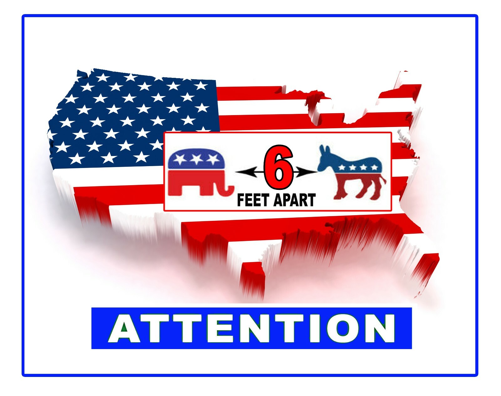 SOCIAL DISTANCING – PATRIOTIC SIGN STICKERS 10 PIECES 12×9.5