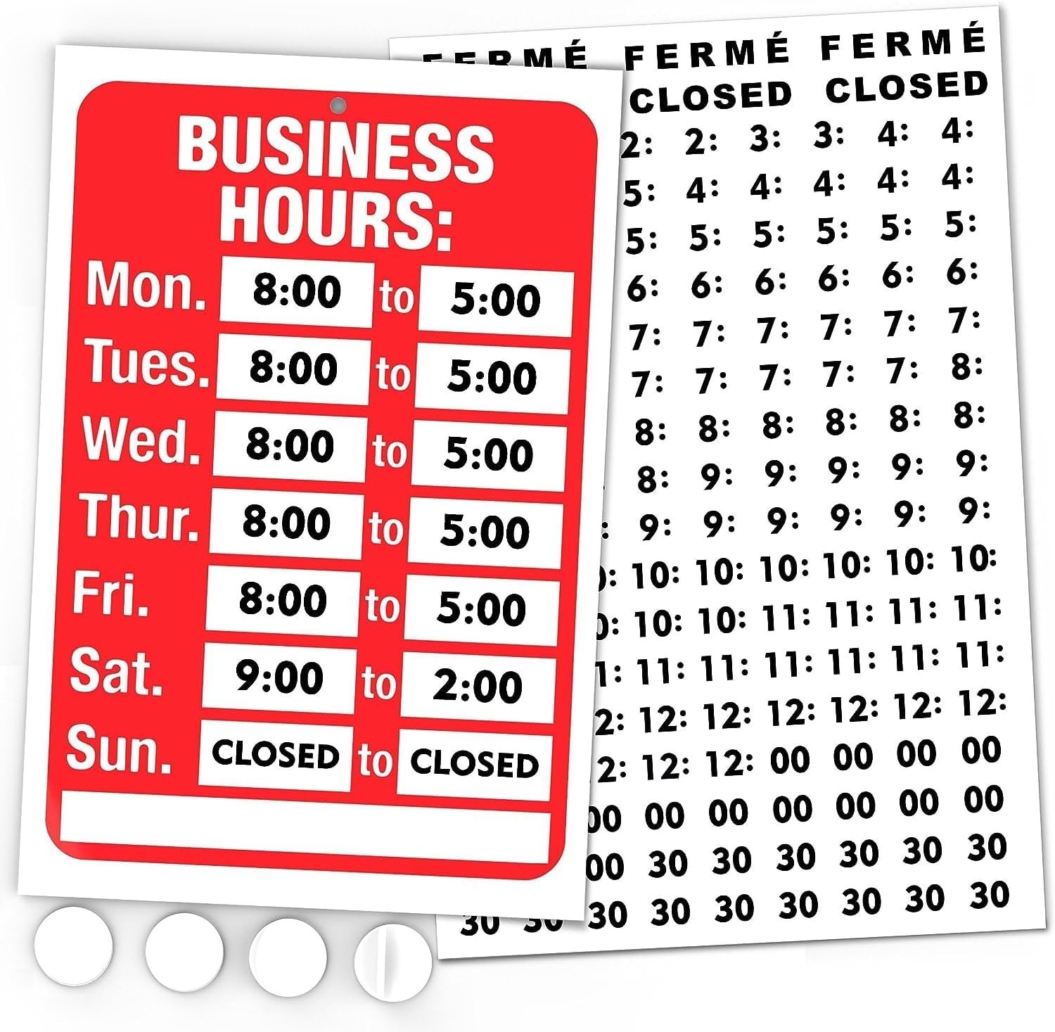 Hours of Operation Sign 11.7 x 7.7 Inch Red and White Ideal for Retail Offices