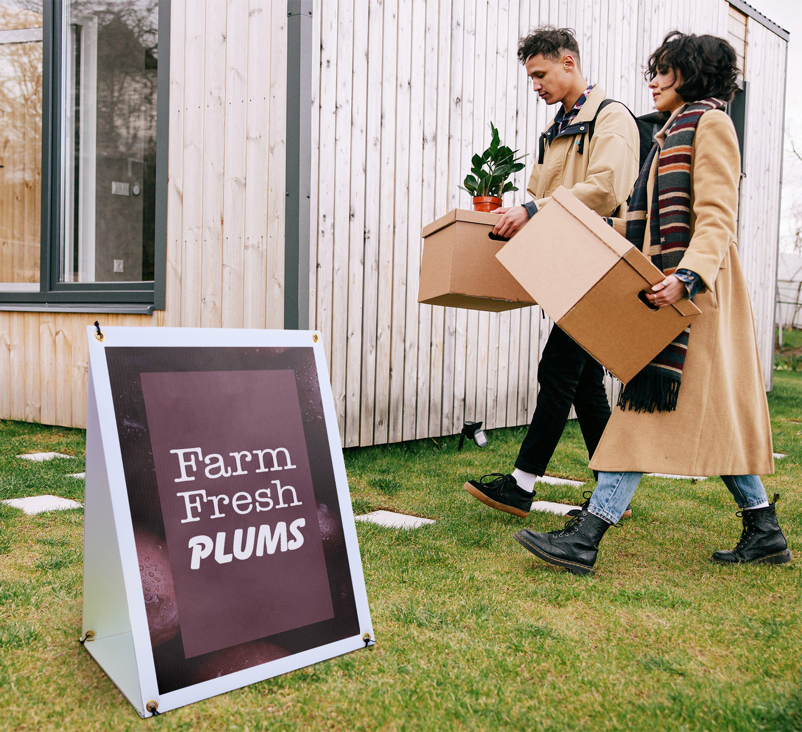 Farm Fresh Plums A-Frame Sidewalk Sign Juicy Fruits Farmers Market Specials