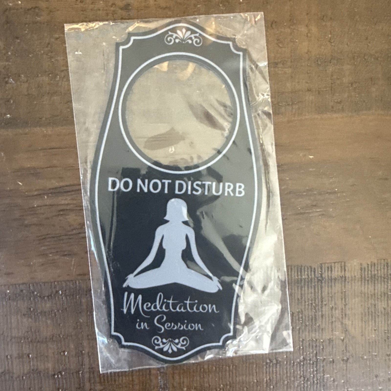 Do Not Disturb Meditation In Session Door Hanger Black Silver 4&Prime; x 8&Prime;