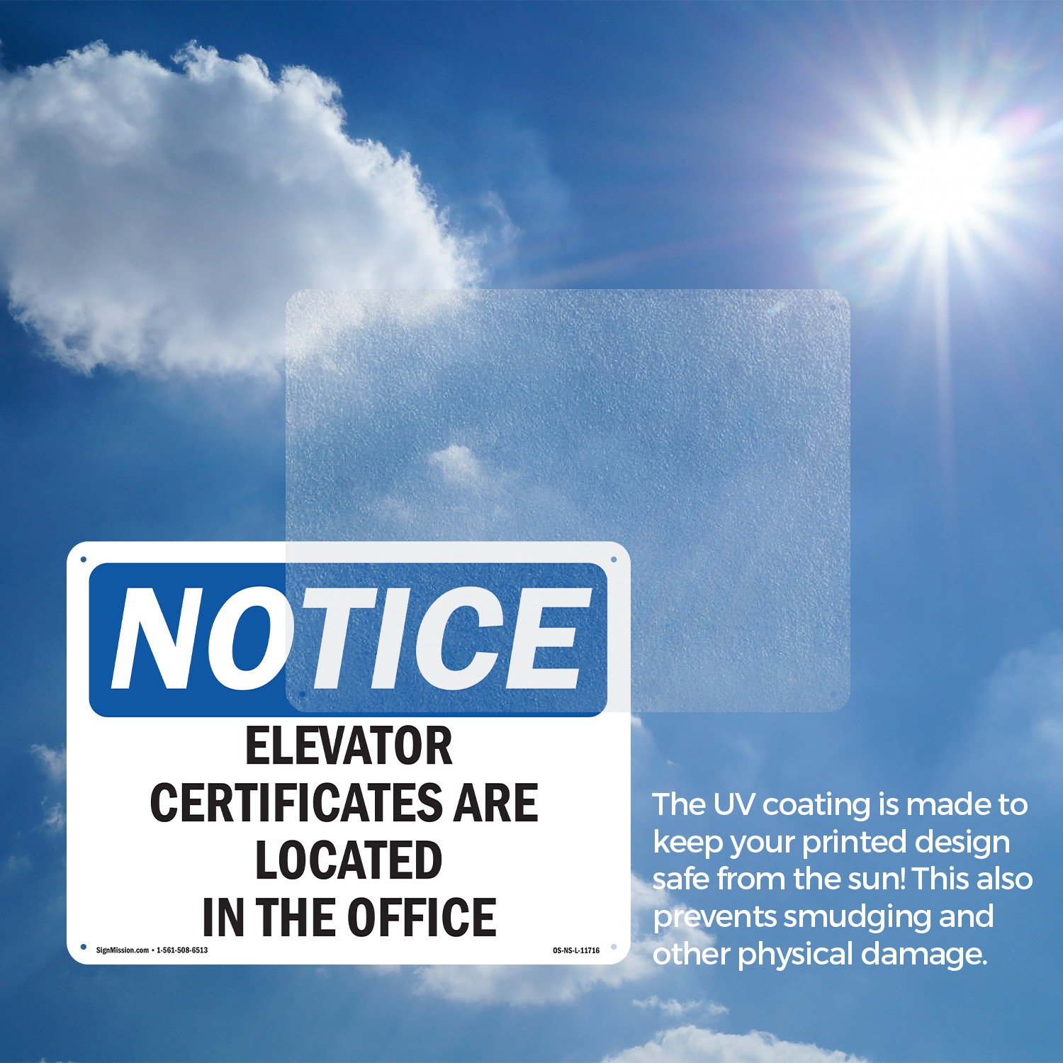 Elevator Certificates Are Located In The Office OSHA Notice Sign – 5 or 10 Pack