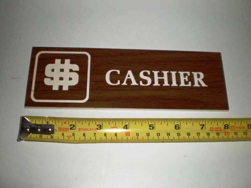 Retro CASHIER sign Traex 4004 8 1/4&Prime; x 2 3/4&Prime; Brown Adhesive Store Vintage