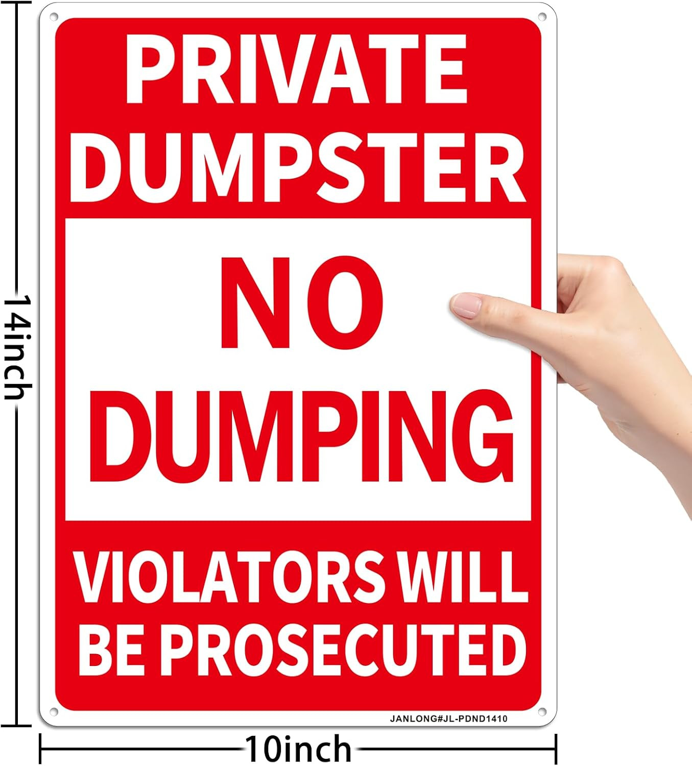 2 Pack Private Dumpster- No Dumping Sign, 14&Prime;X 10&Prime; Aluminum No