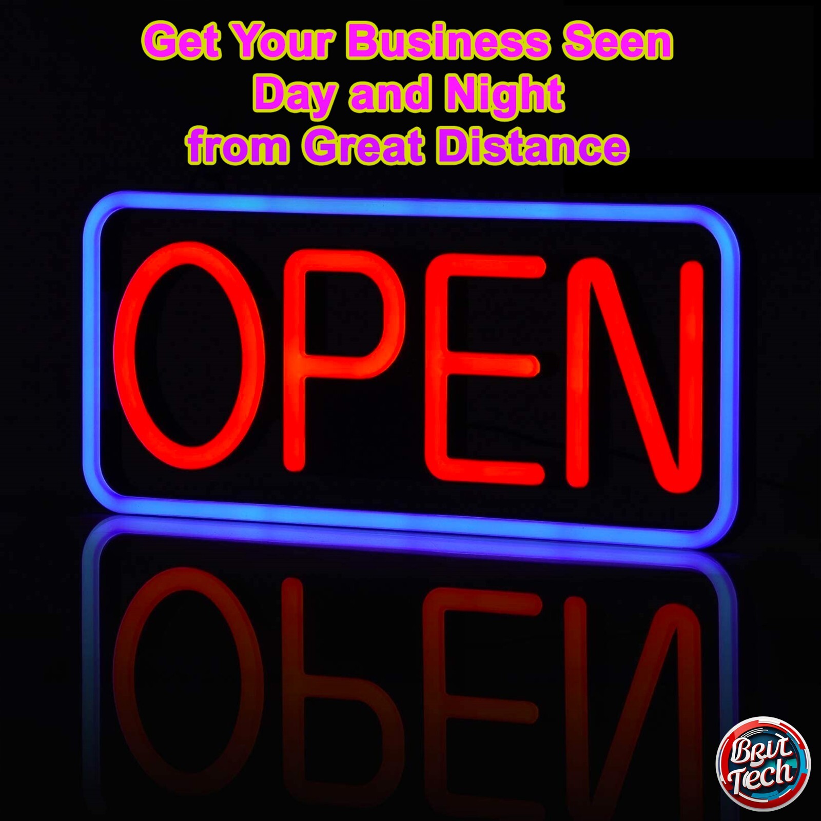 Open Sign For Business LED Neon 21&Prime; Large Light Bright Restaurant Bar Store Shop
