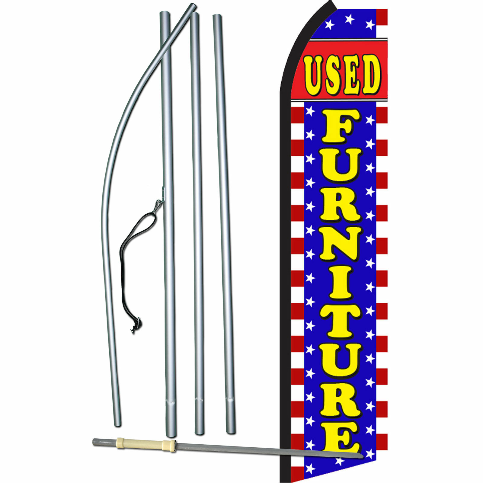 Used Furniture Advertising Flag Flutter Feather Banner Swooper Bundle COMPLETE