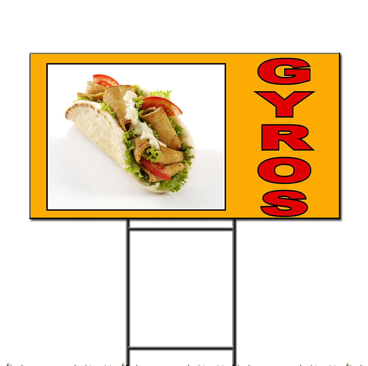 GYROS Food Fair Restaurant Cafe Market Corrugated Plastic Yard Sign FREE Stakes