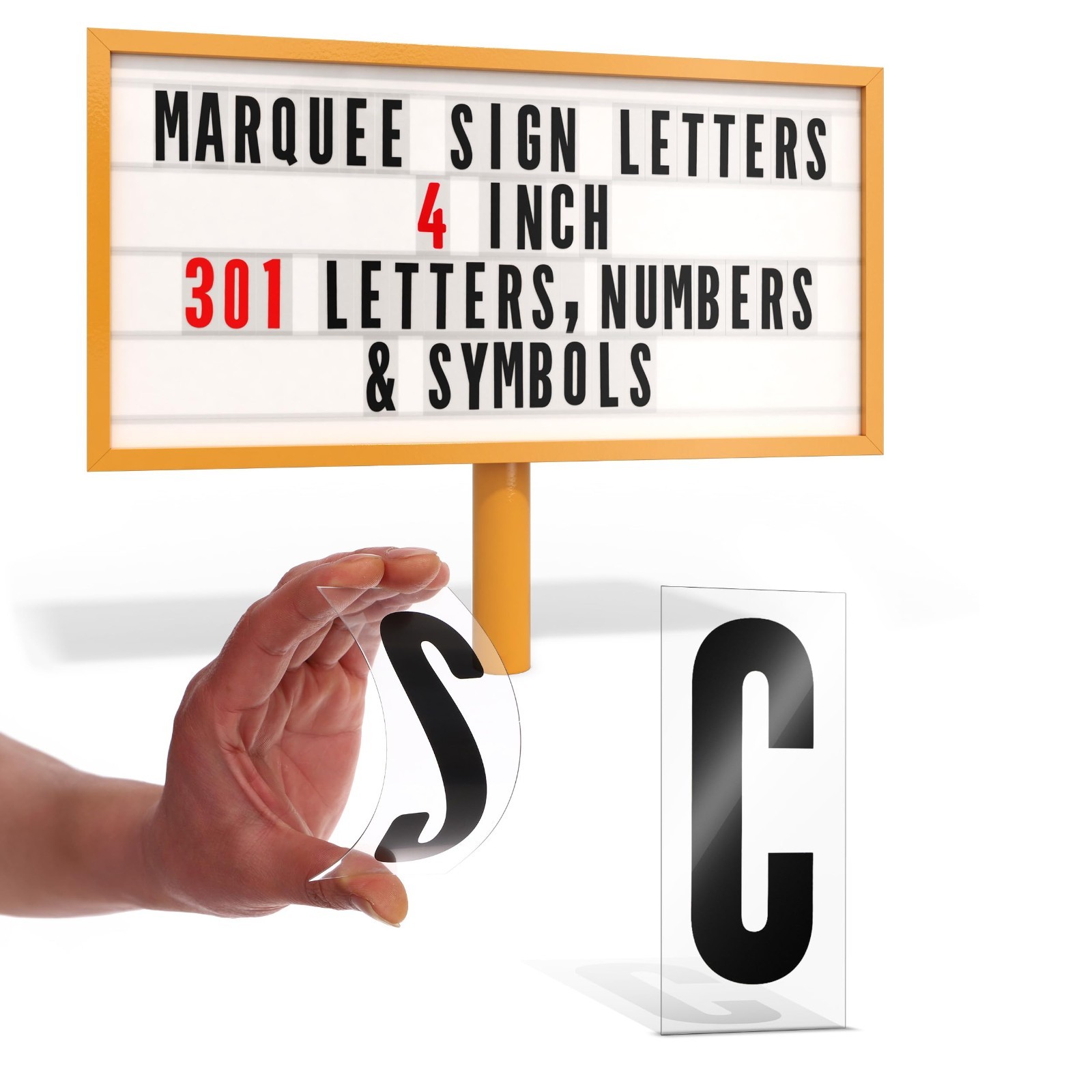 Changeable Marquee Letters & Numbers Set, 4&Prime; Plastic Acrylic Sign for Outdoor Us