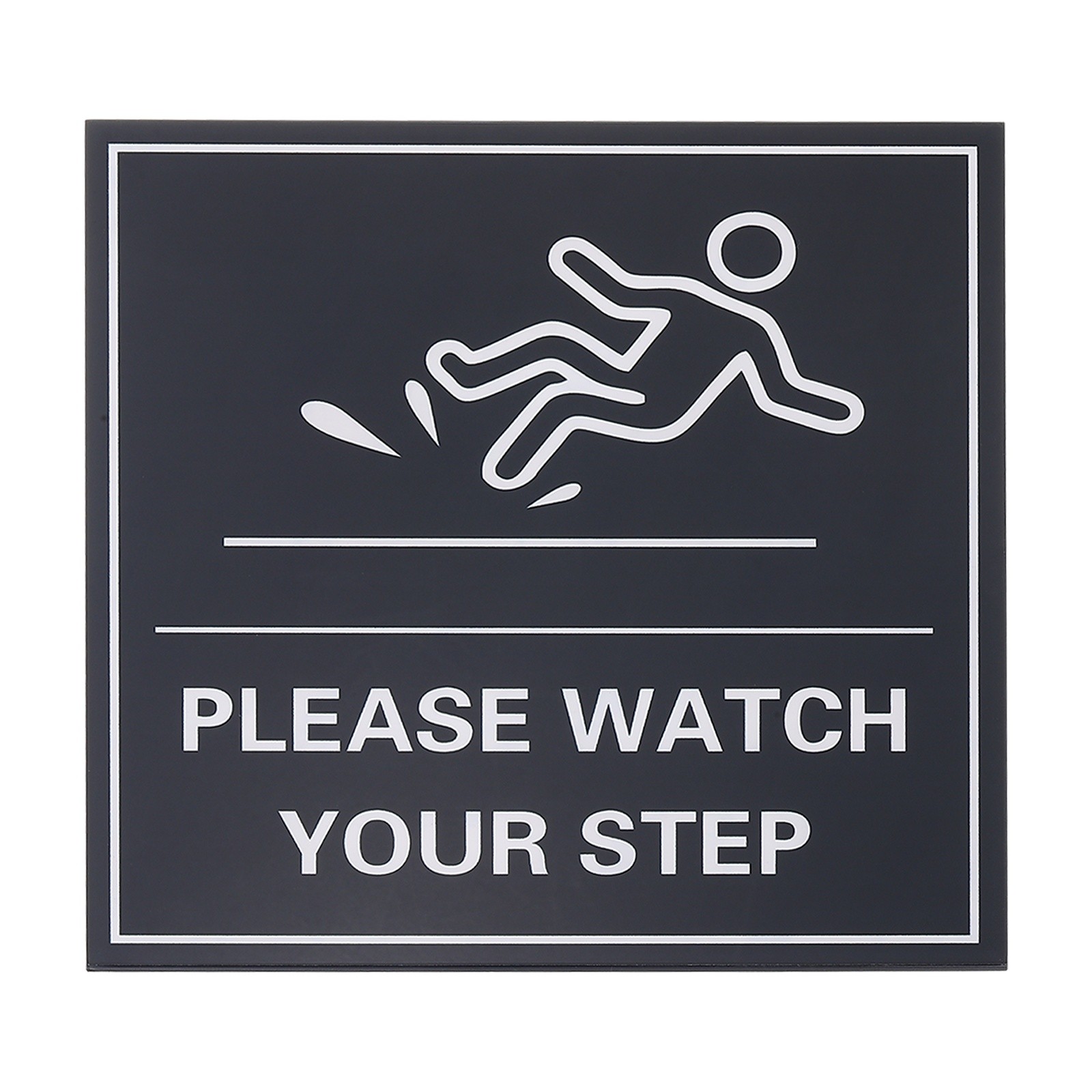 4&Prime; x 4&Prime; Please Watch Your Step Sign, 1 Pcs Warning Sign, Black with White Text