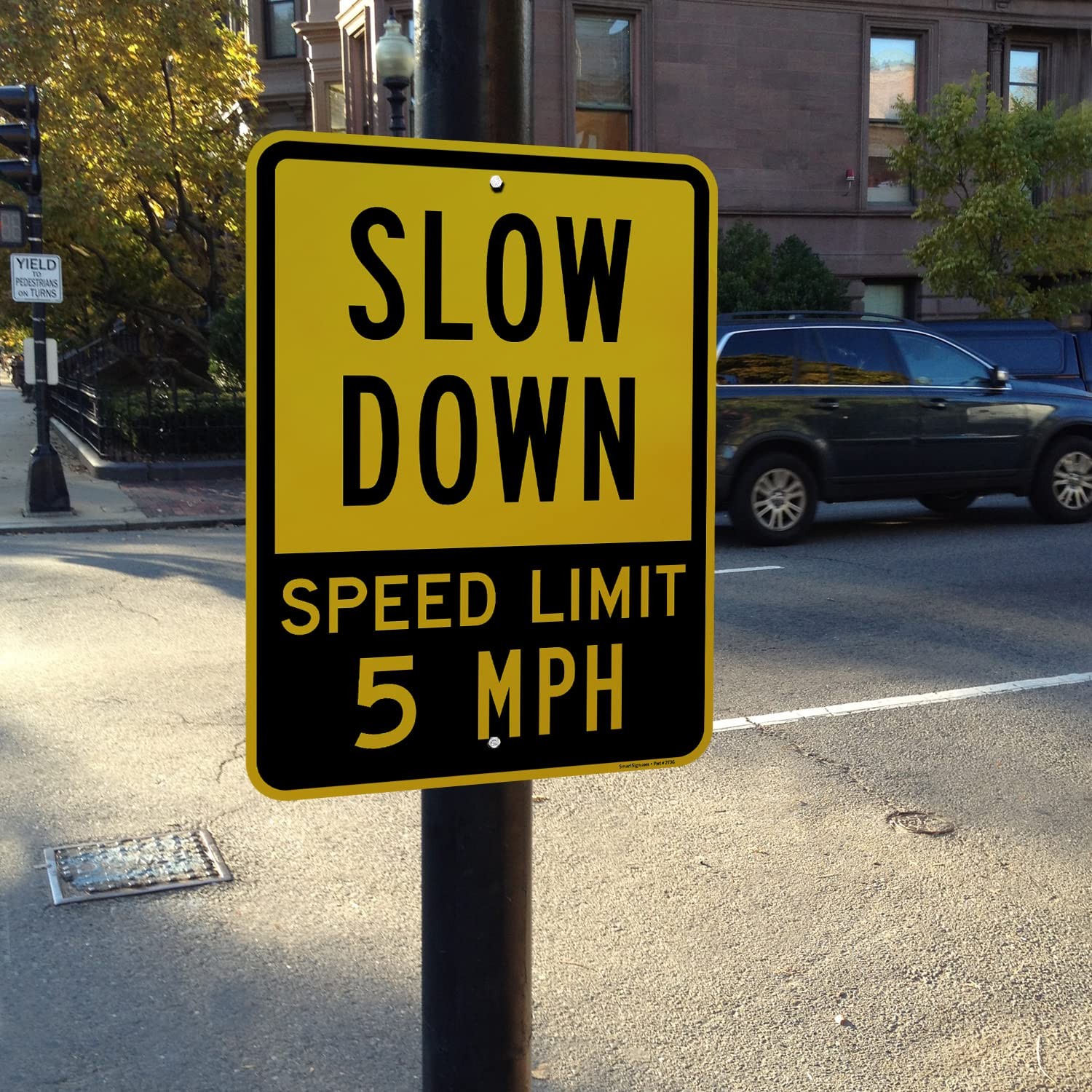 K6711AL 18×24 Inch Slow Down Speed Limit 5 MPH Aluminum Sign 1 PCS