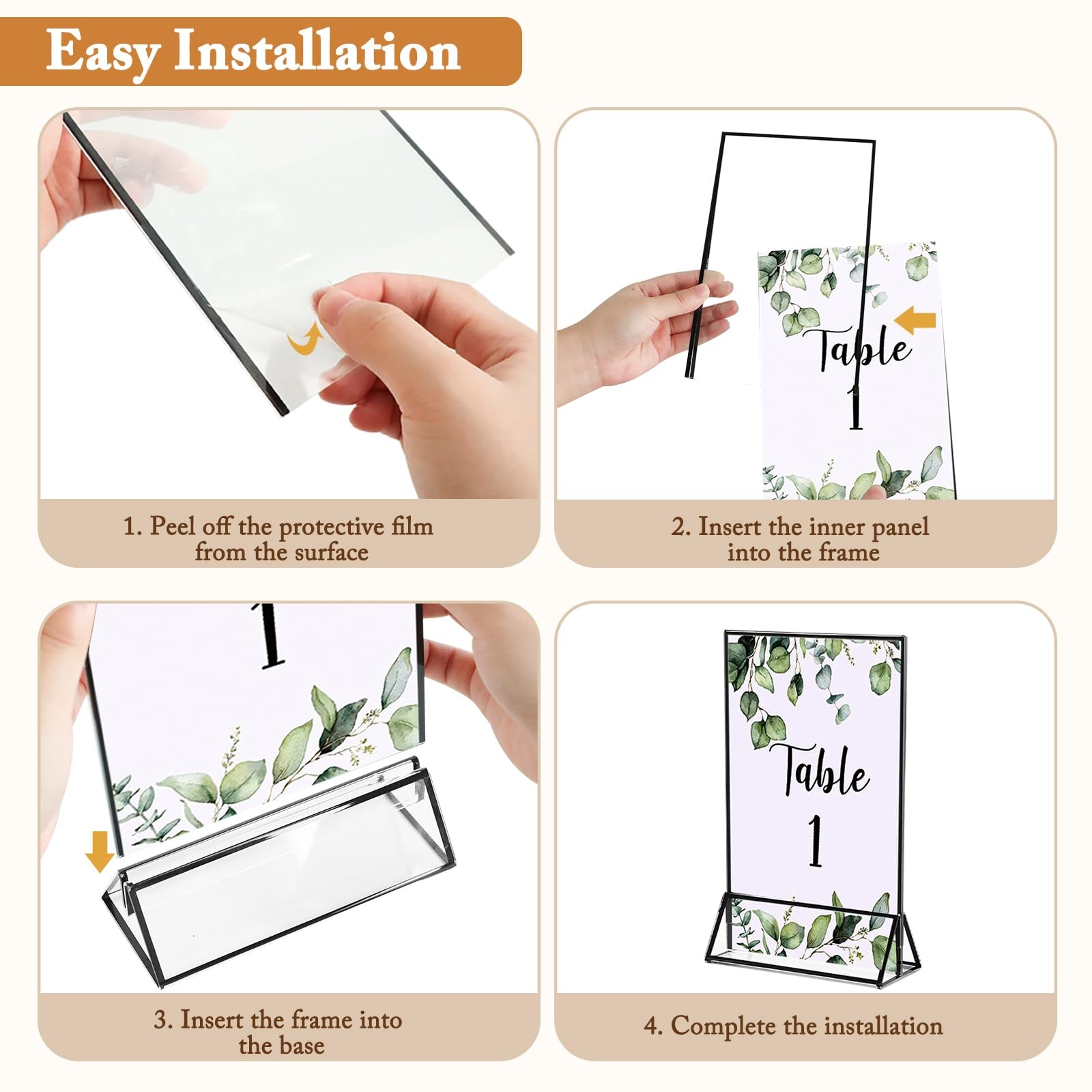 Floroom 12 Pack 4×6 Inch Clear Acrylic Sign Holders, 4&Prime; x 6&Prime;- 12 Pack, Black