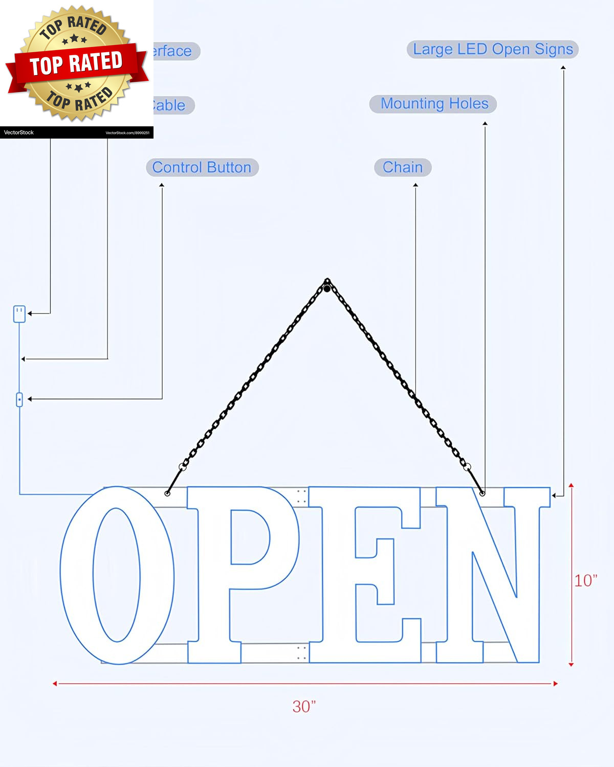 Open Signs for Business, 30&Prime;L X 10&Prime;W Inch Ultra Bright Large LED Open Signs Bus