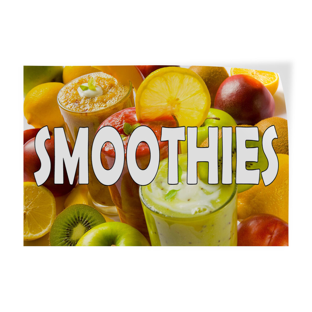 Decal Stickers Smoothies with Image Vinyl Store Sign Label Restaurant and Food