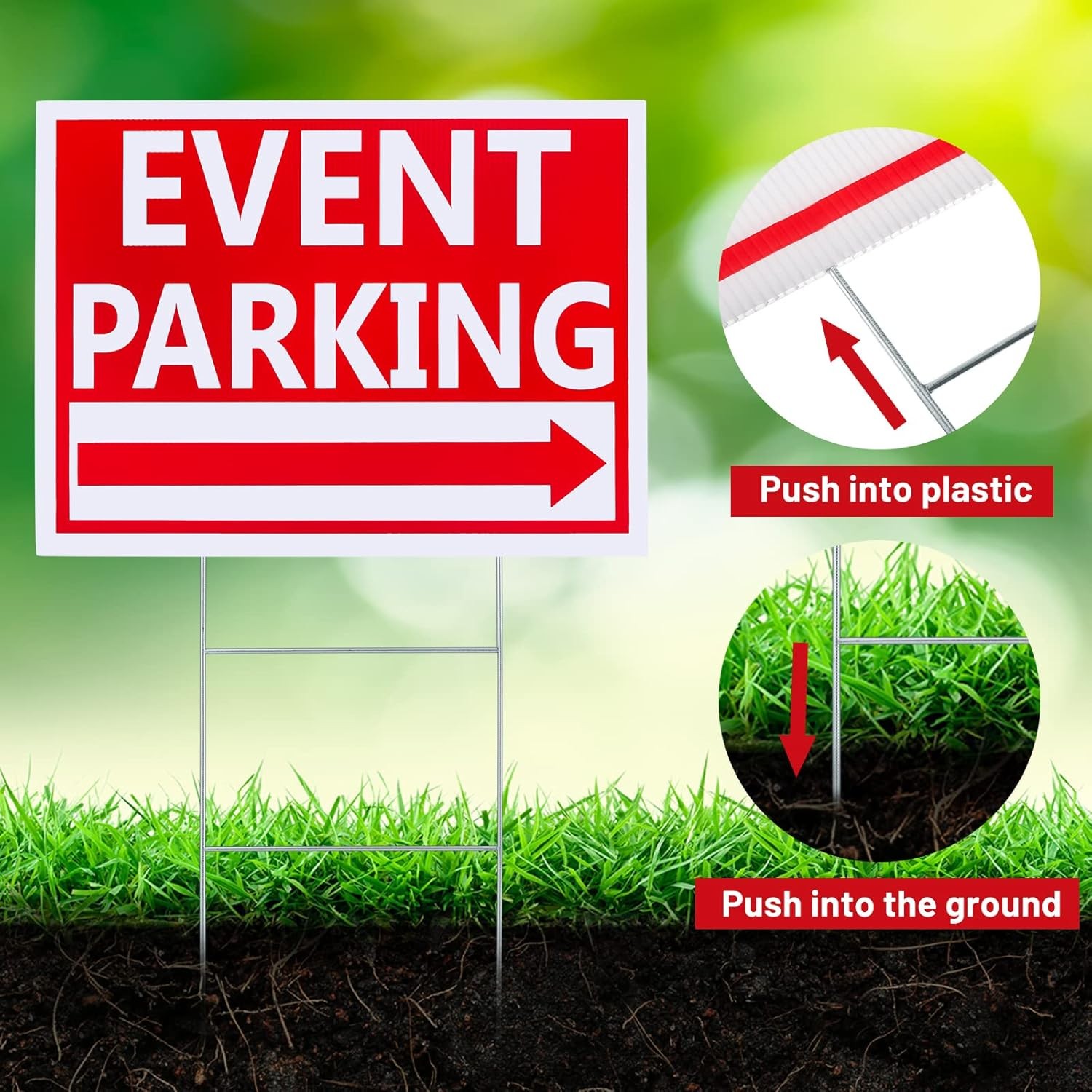 12 Pcs Outdoor Event Parking Sign W/ Arrows & Stakes 12 x 16 Waterproof Parking