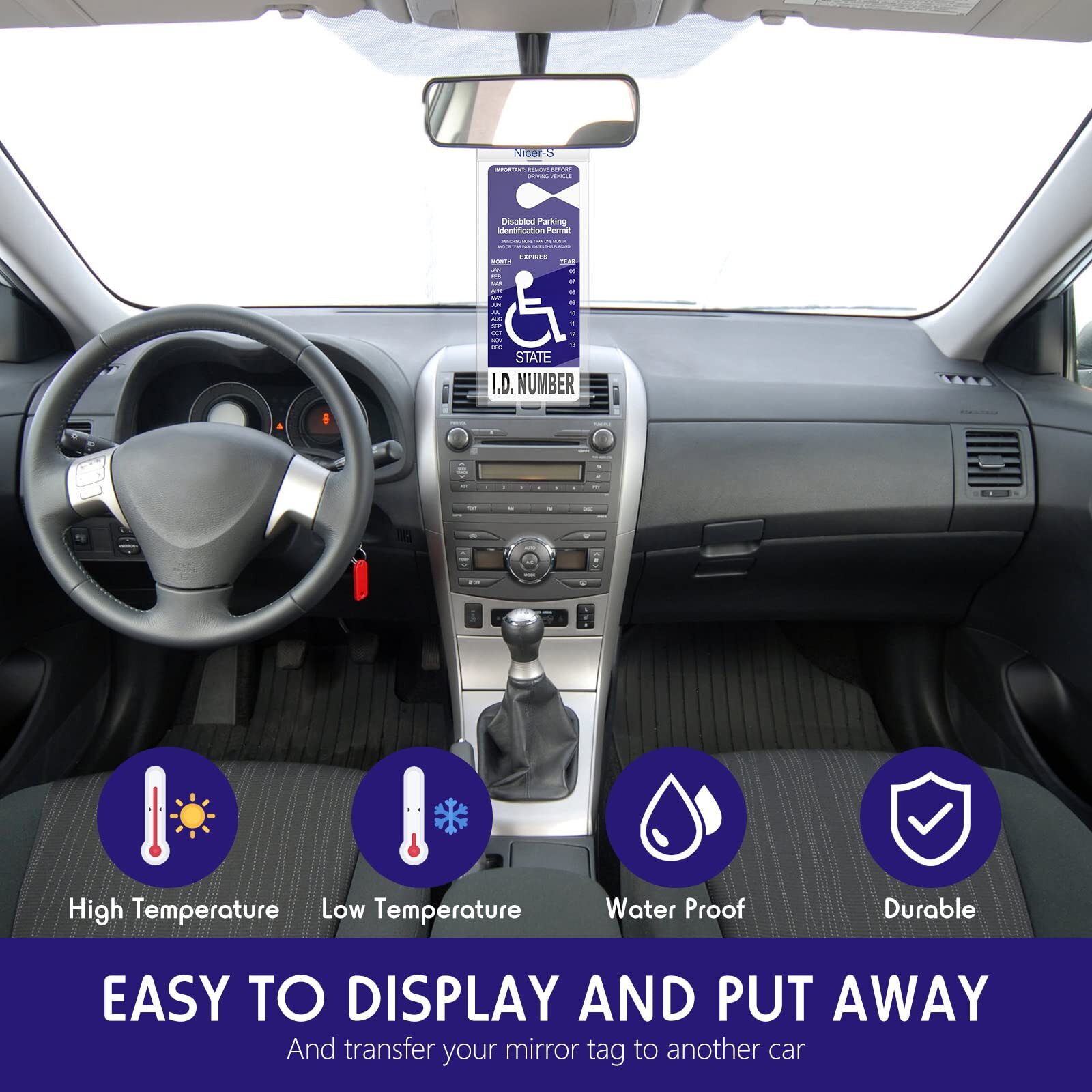 6 Pack Handicap Placard Holder Handicap Parking Sign Holder with Hanging Hook