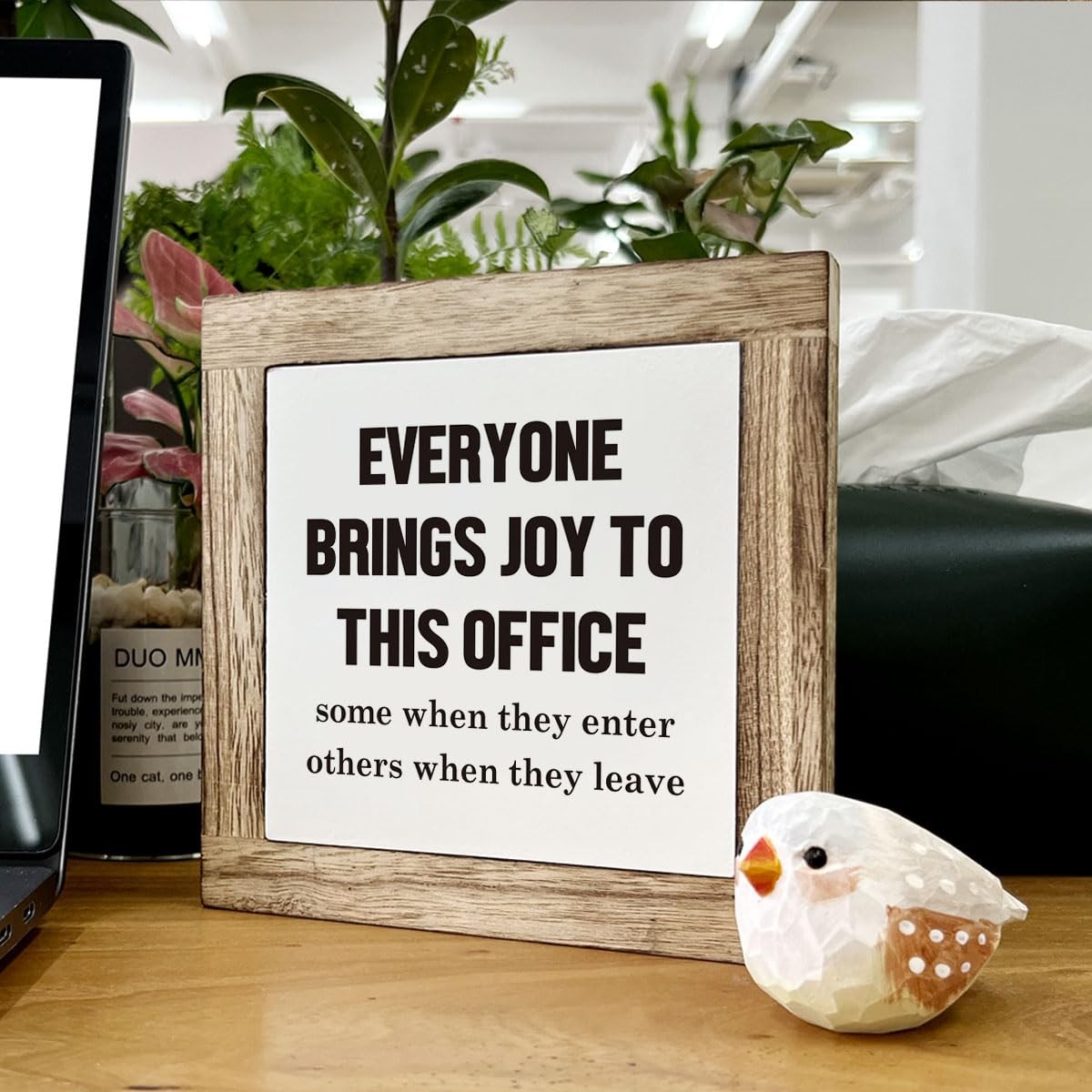 Funny Office Quotes Wooden Box Signs for Desk Shelf Home Work Decor Gift