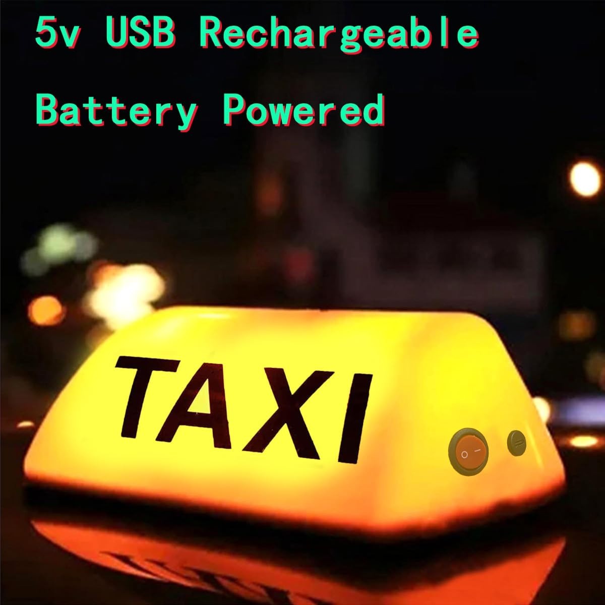 Rechargeable Taxi Roof LED Sign – Magnetic Cab Light with USB Type C – 120 km/h