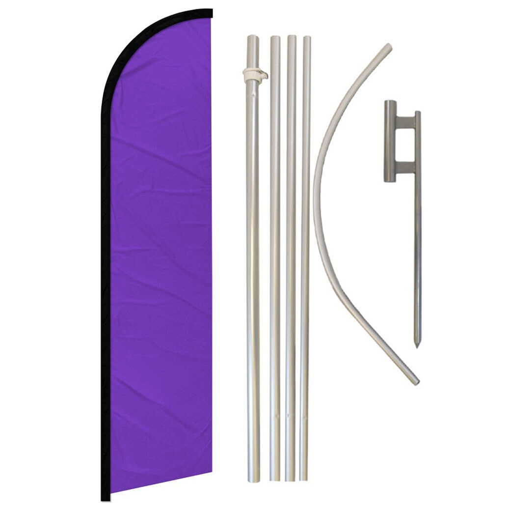 Solid Color Purple Full Curve Windless Swooper Flag & Pole Kit Purple Flag