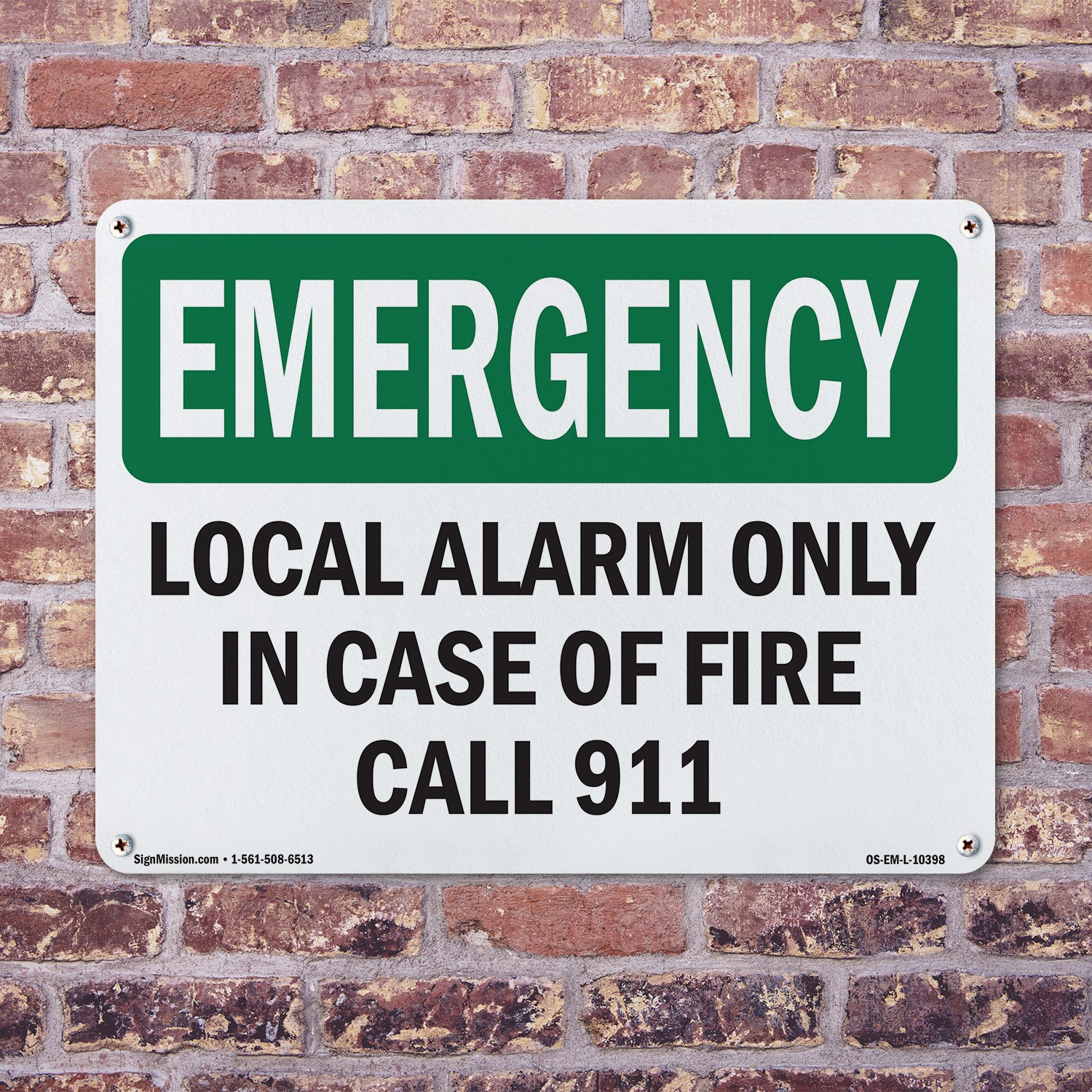 Local Alarm Only In Case Of Fire Call 911 OSHA Emergency Sign, Decal 5/10 Pack