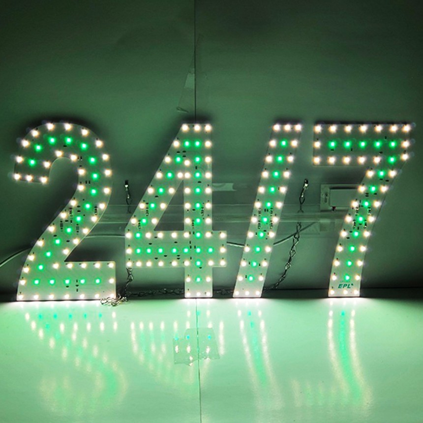 EPL Signs 24/7 Green LED Sign Business 9&Prime;x20&Prime; Remote 3G Sparkling Mode