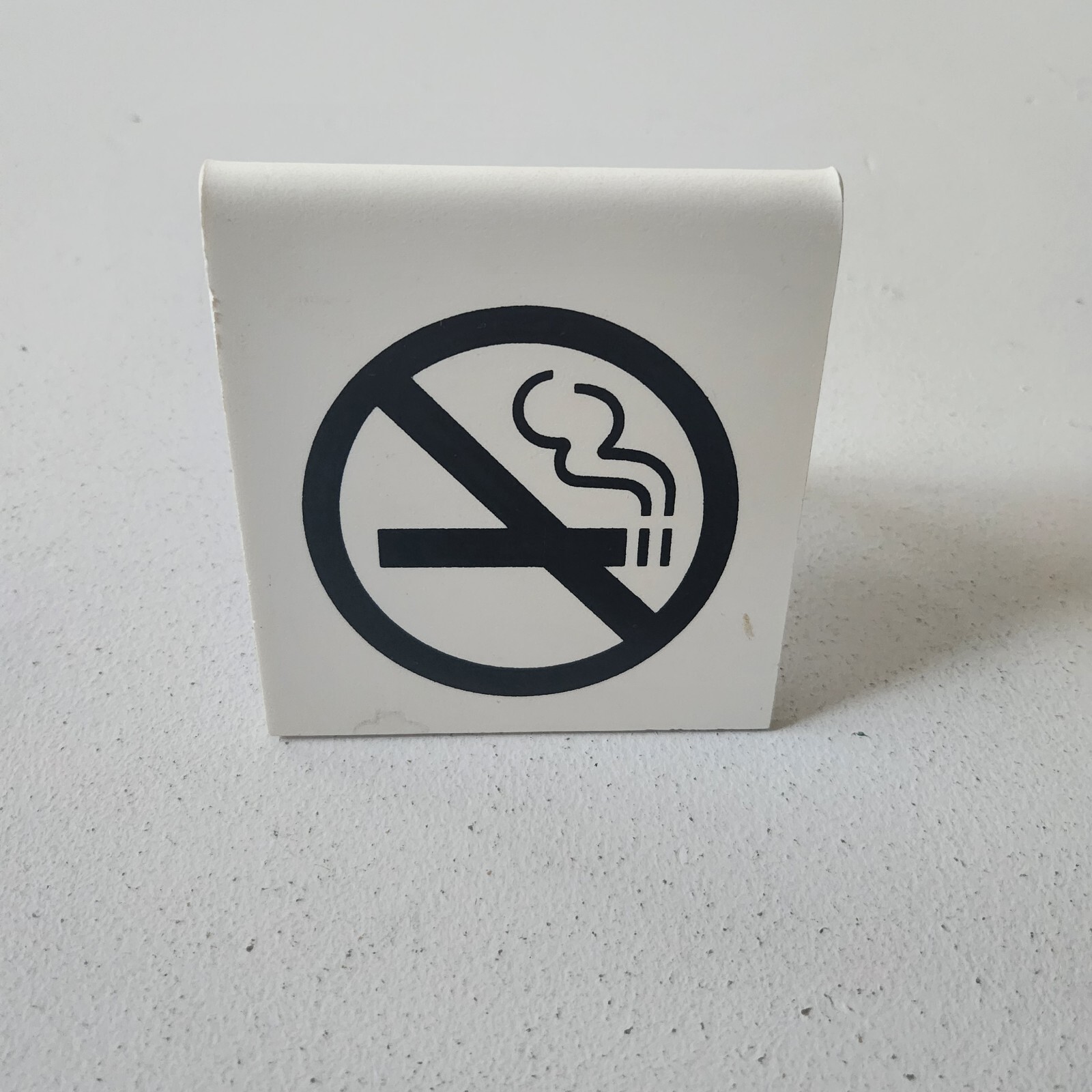 No Smoking Symbol Black Sign Table Top Tent A-Frame Double Sided White Plastic