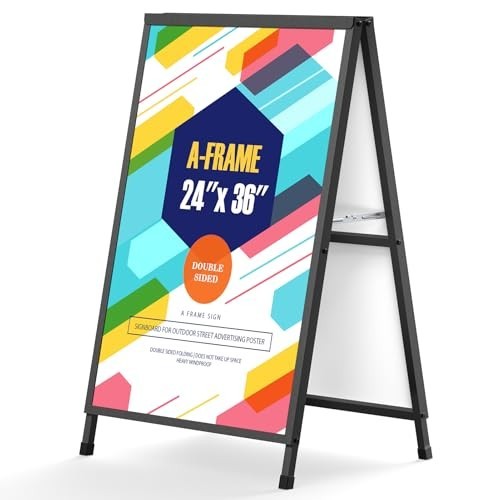 Heavy Duty 24×36 Inch A-Frame Sign Holder, Double-Sided Outdoor Sandwich Board