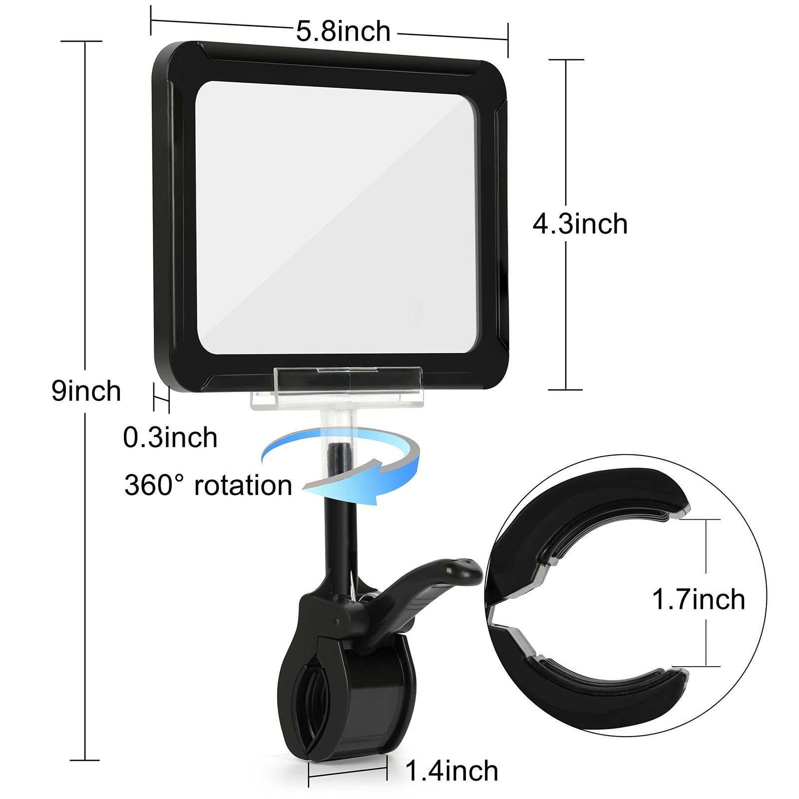 Mlici Acrylic Sign Holder with Clamp, 6 x 9 Inch Double Head Display Black