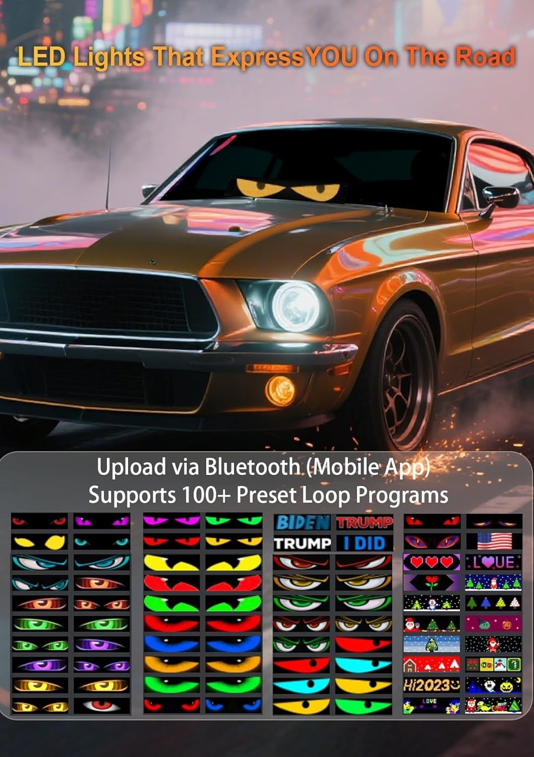 14 »x4 » Waterproof LED Custom Animation Eyes for Cars & Trucks – Remote Control