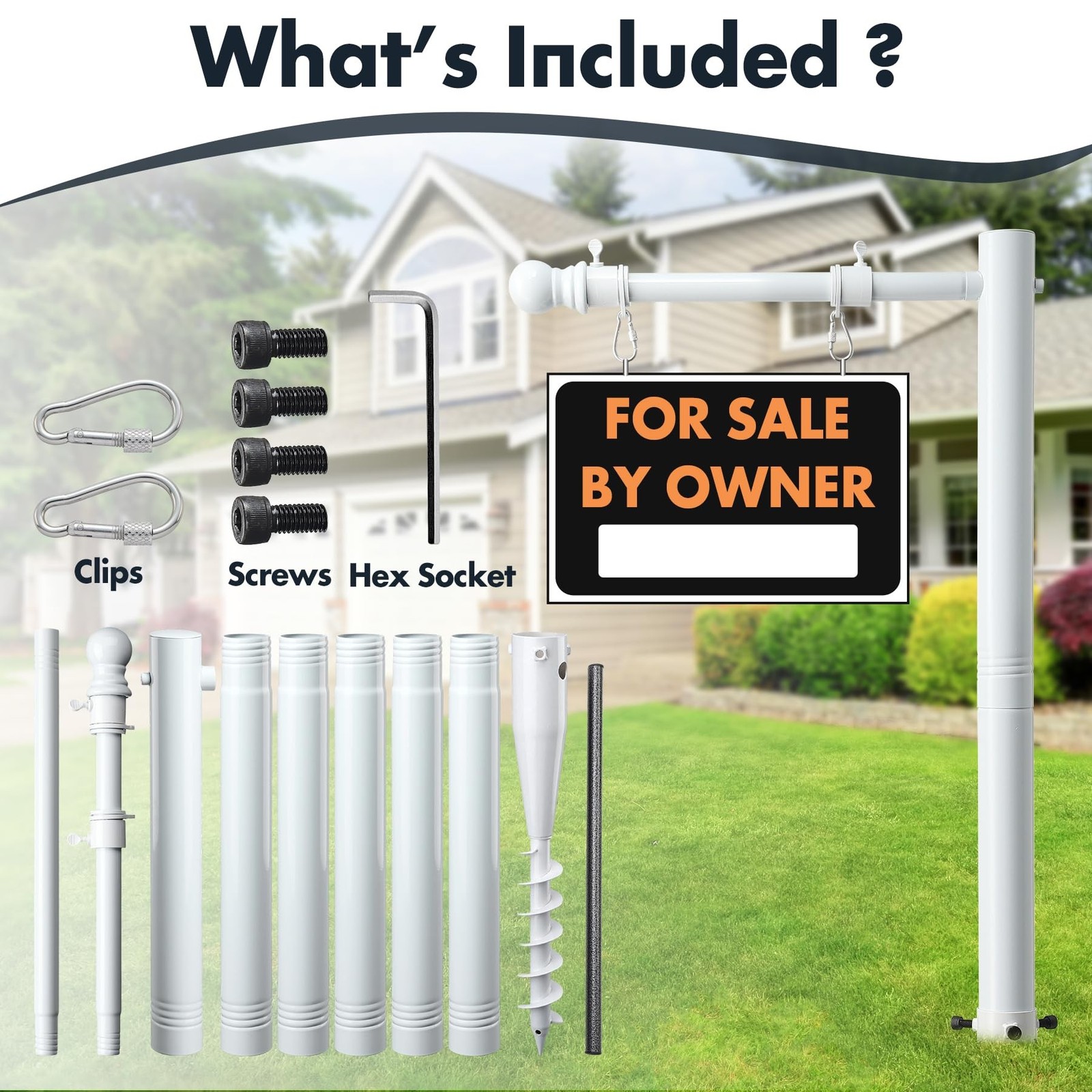 100&Prime; Heavy-Duty Alloy Real Estate Sign Post Commercial Yard Sign with 35&Prime; Arm…