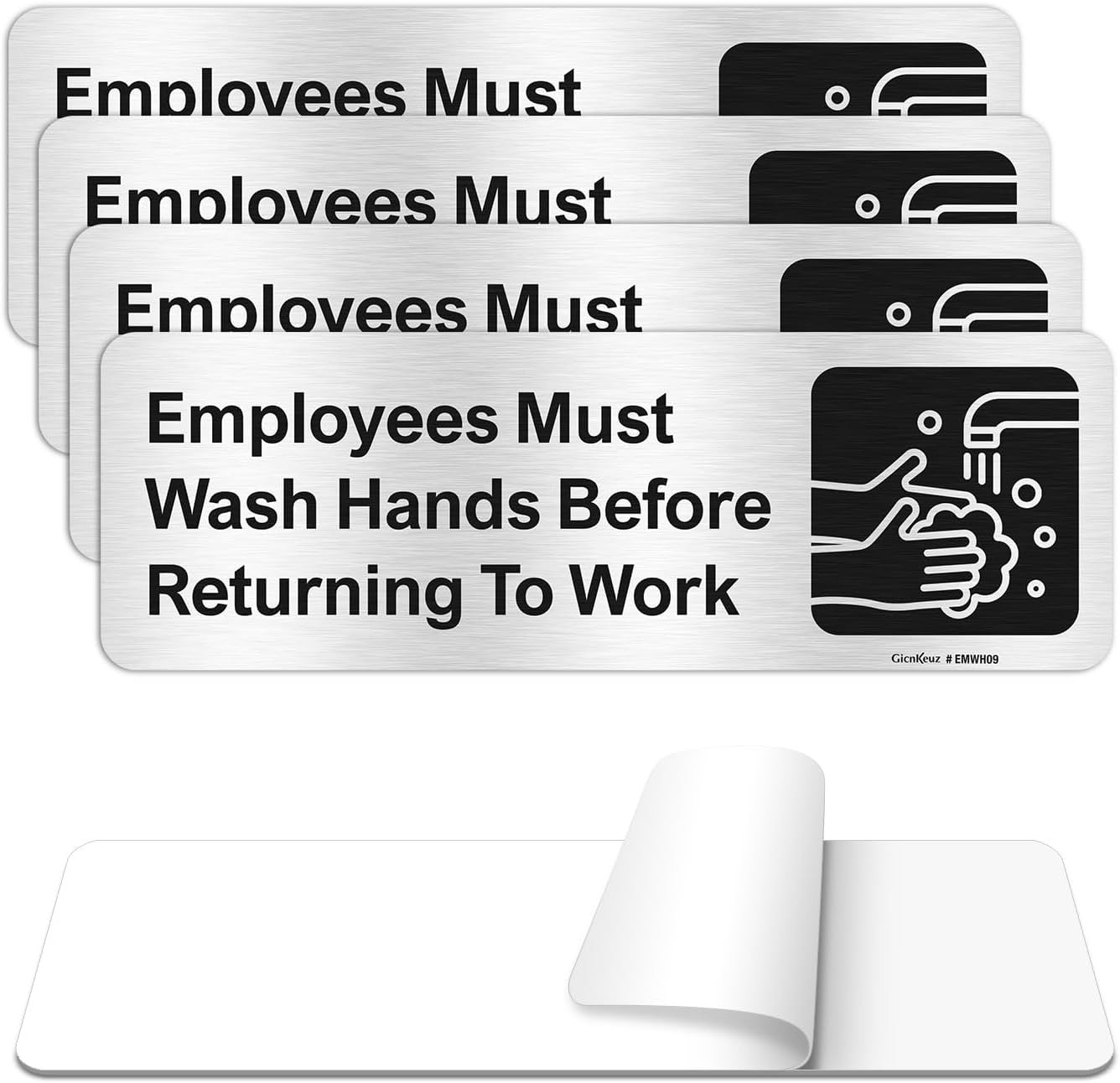 Employees Must Wash Hands before Returning to Work Sign,9 X 3 Inches Hand Washin
