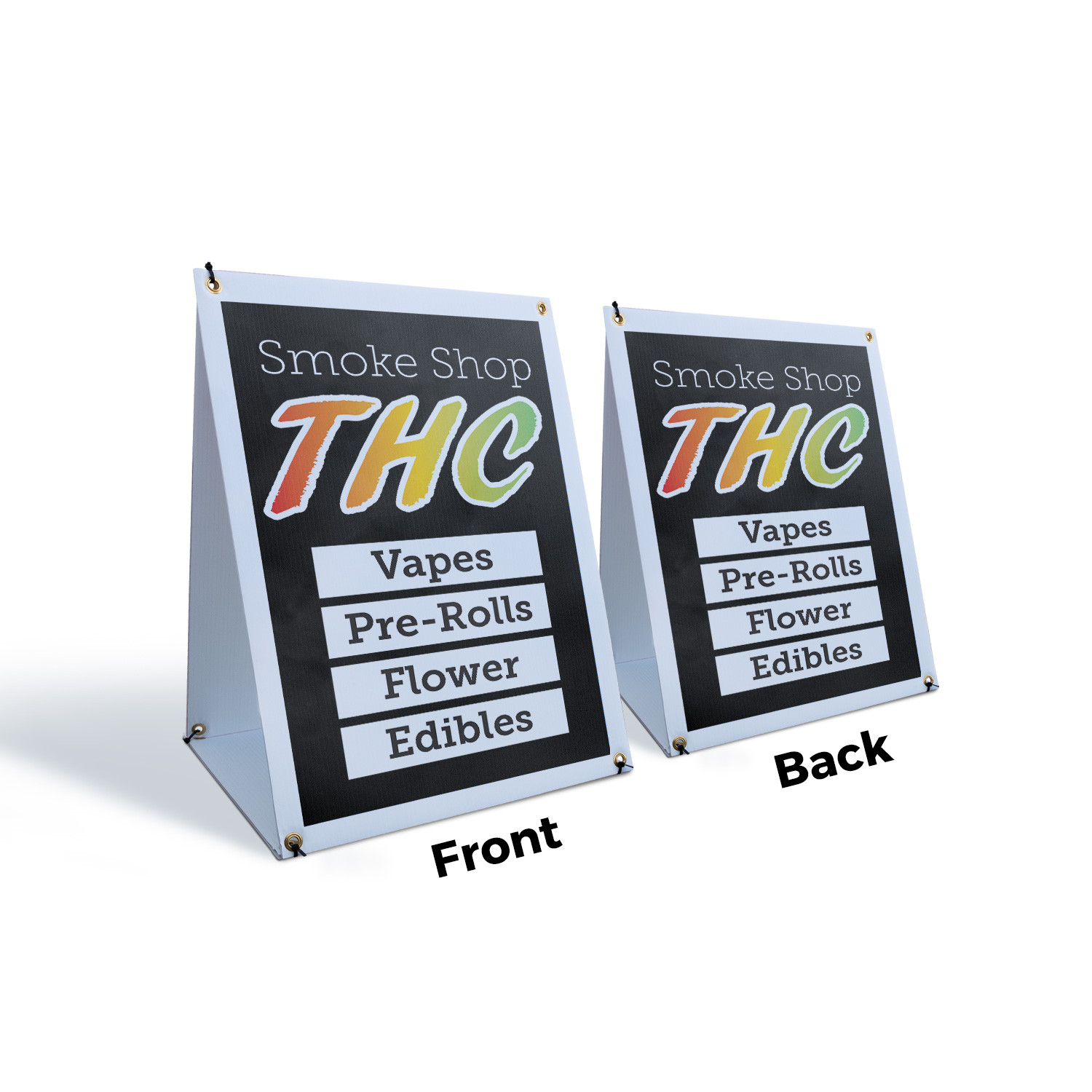 Smoke Shop THC A-Frame Sidewalk Sign Alternative Wellness Herbal Retail Best