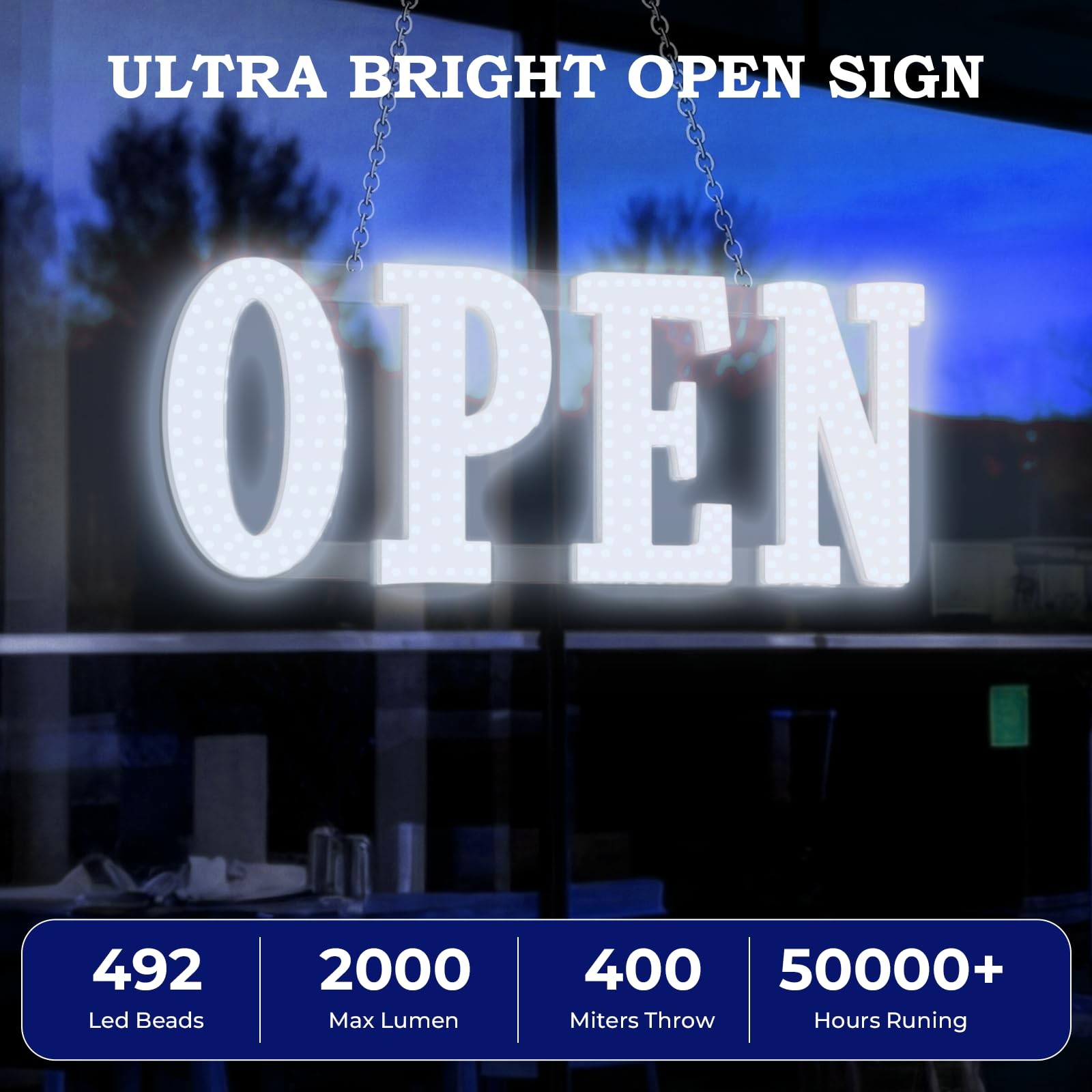 Open Sign for Business 30&Prime;X10&Prime; with Timer and Remote Control, 10 Flashing Modes