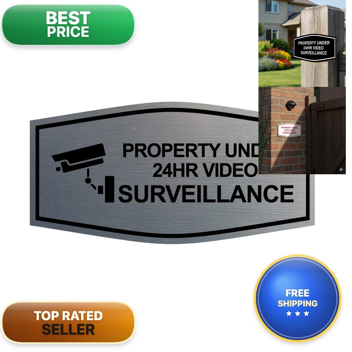 Signs Bylita Fancy Property Under 24Hr Video Surveillance – Medium 5 Pack