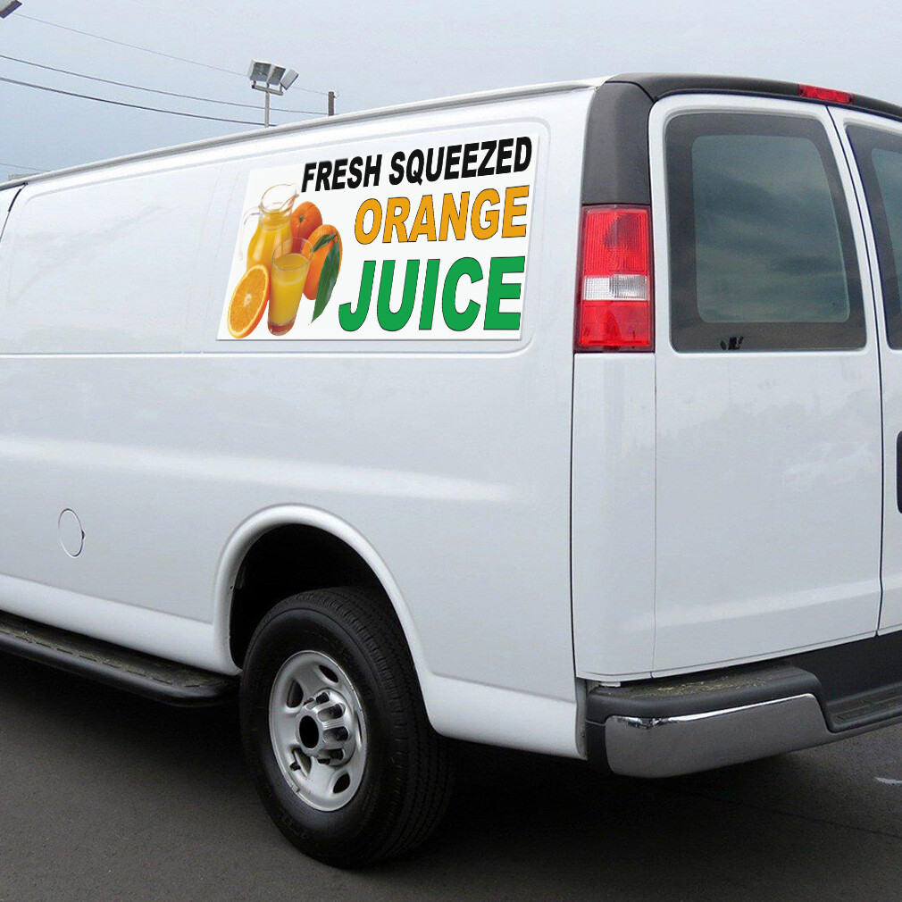Car Magnet Set of 2 Fresh Squeezed Orange Juice Black Green Food Restaurant