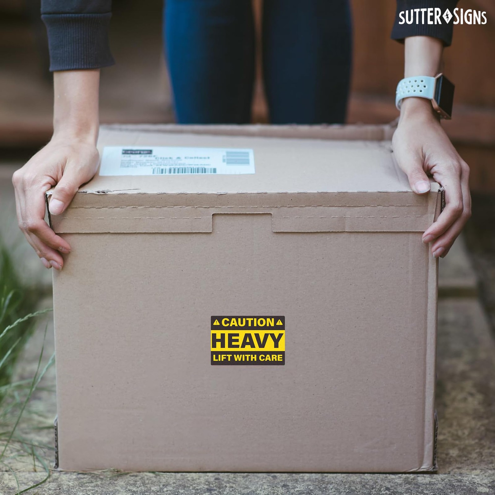 Sutter Signs Caution Heavy Lift Stickers 2&Prime;x3&Prime;