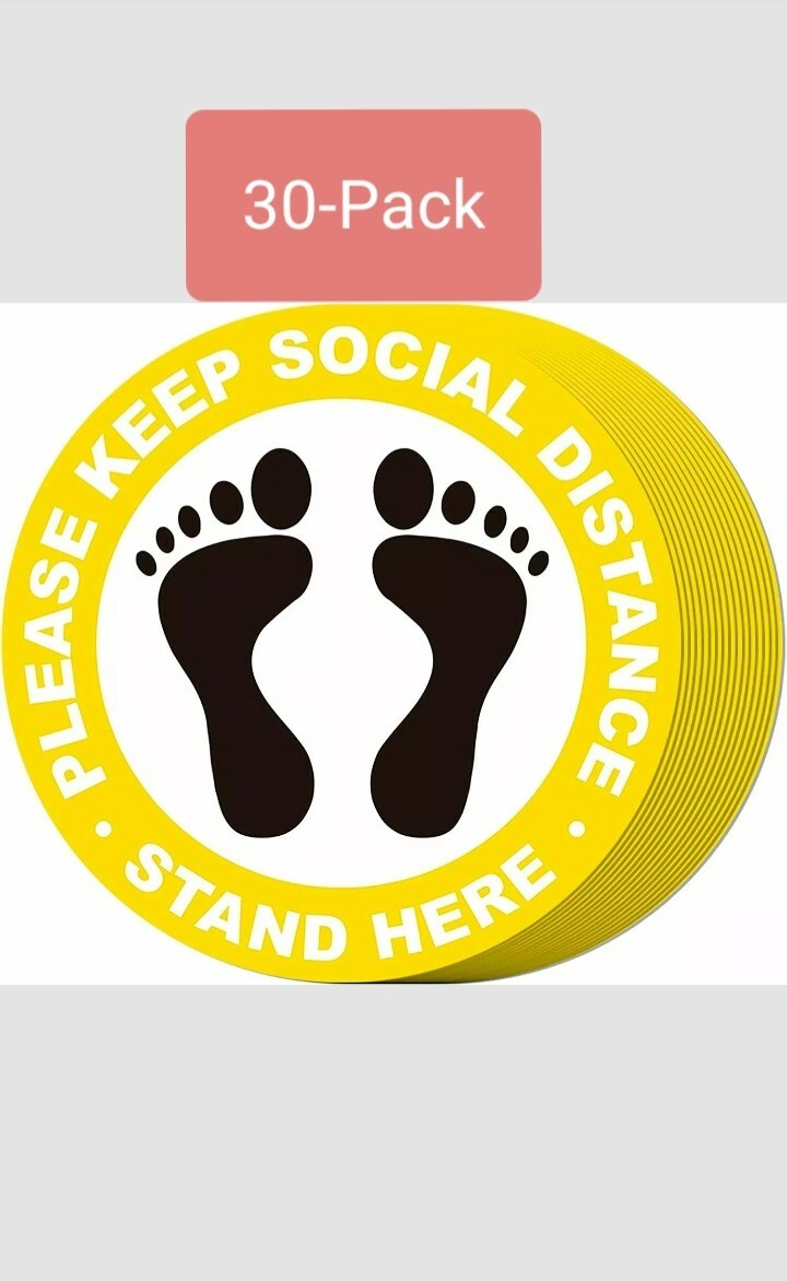 30 PACK Social Distancing Floor Decals Sticker PLEASE SOCIAL DISTANCE STAND HERE