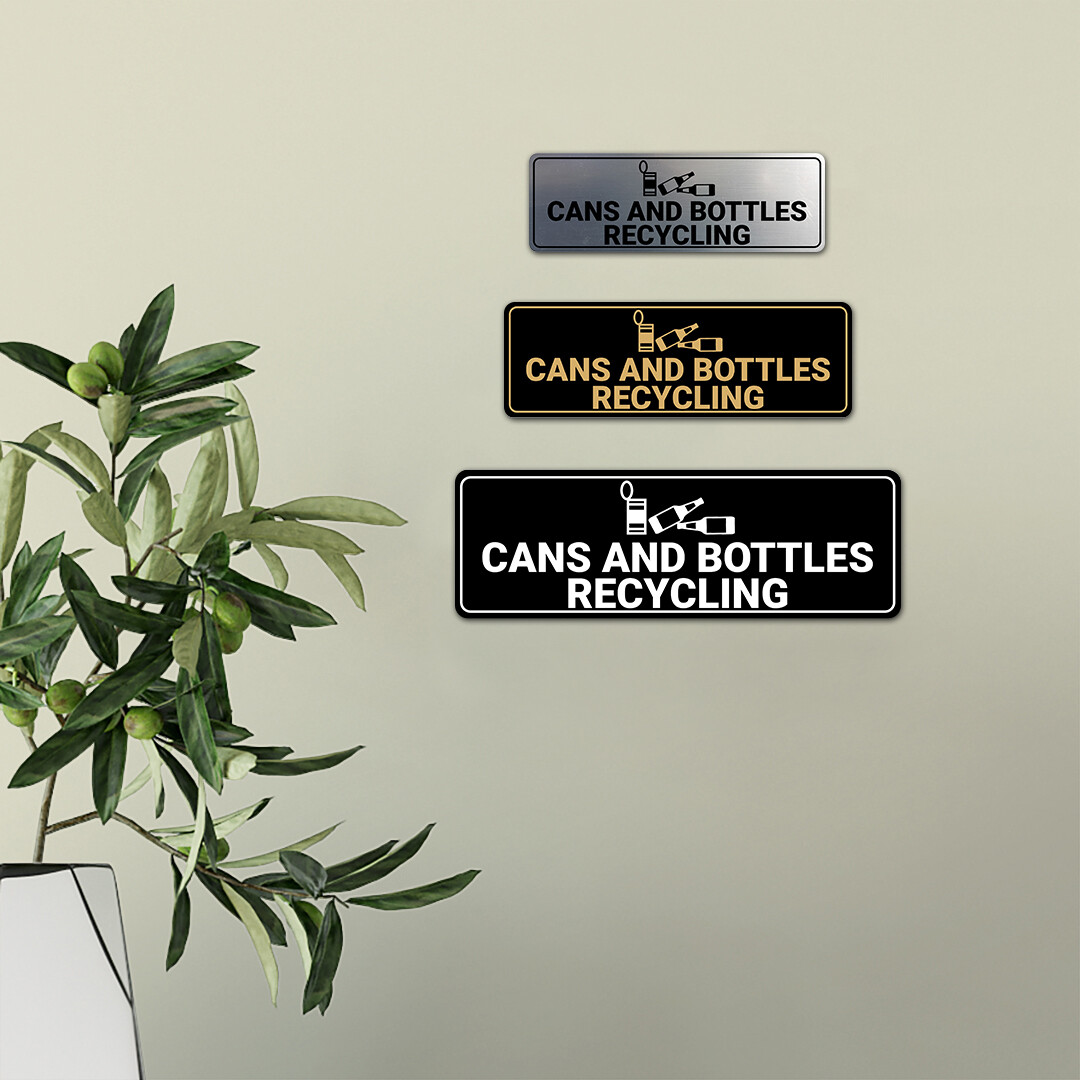 Signs ByLITA Standard Cans and Bottles Recycling Wall or Door Sign