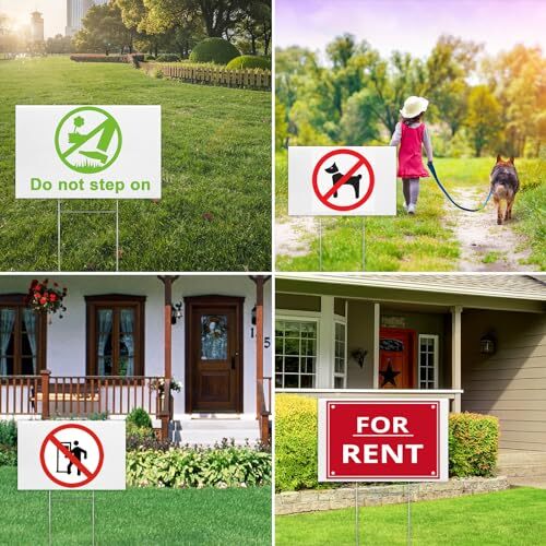 20 Pack Blank Yard Signs with Stakes 16 x 12 Inches White Plastic Yard Lawn S…