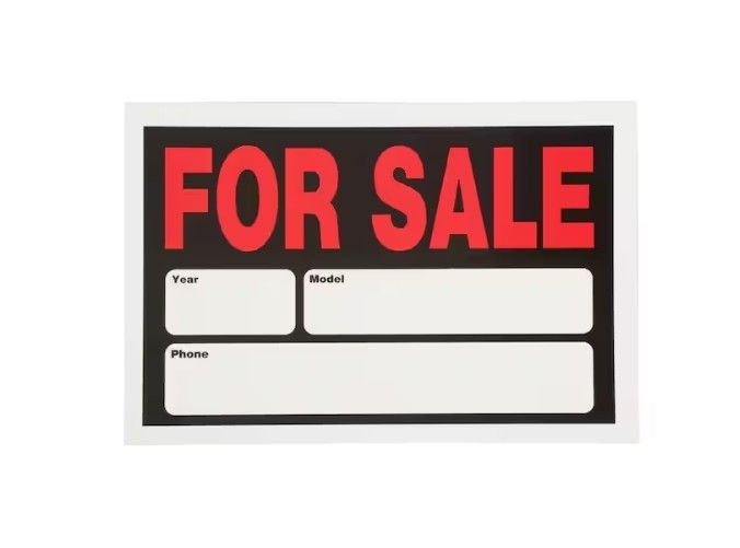 8&Prime; x 12&Prime; Plastic Auto for Sale Sign – Durable and Weather-Resistant