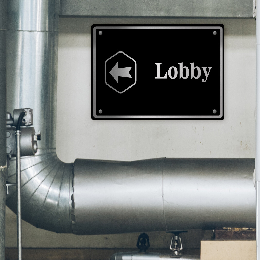 Aluminum Horizontal Metal Sign Lobby with Left Arrow Business Feature Department