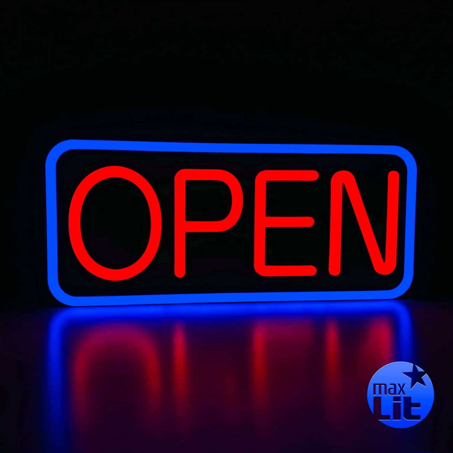 Ultra Bright 21 » X 10 » Remote Controlled OPEN Sign – Energy Efficient (Blue/Re