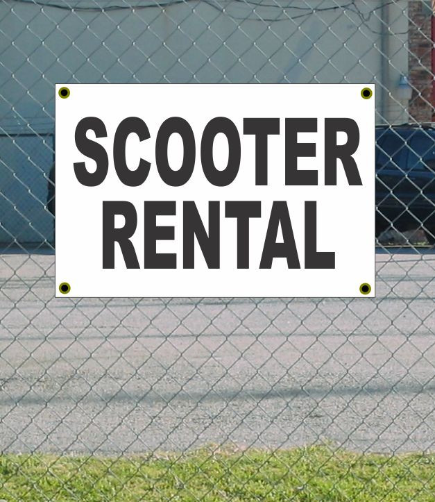 2×3 SCOOTER RENTAL Black & White Banner Sign NEW Discount Size & Price FREE SHIP