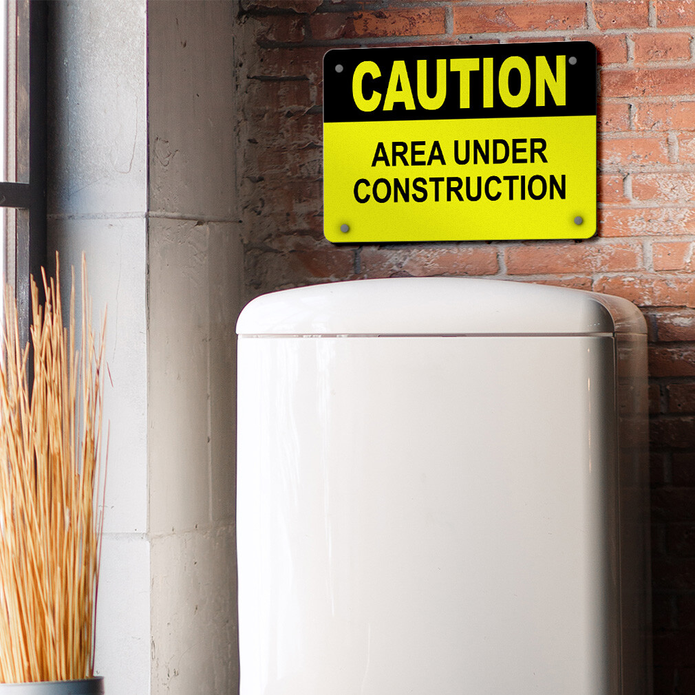 Horizontal Metal Sign Caution Area Under Construction Safety