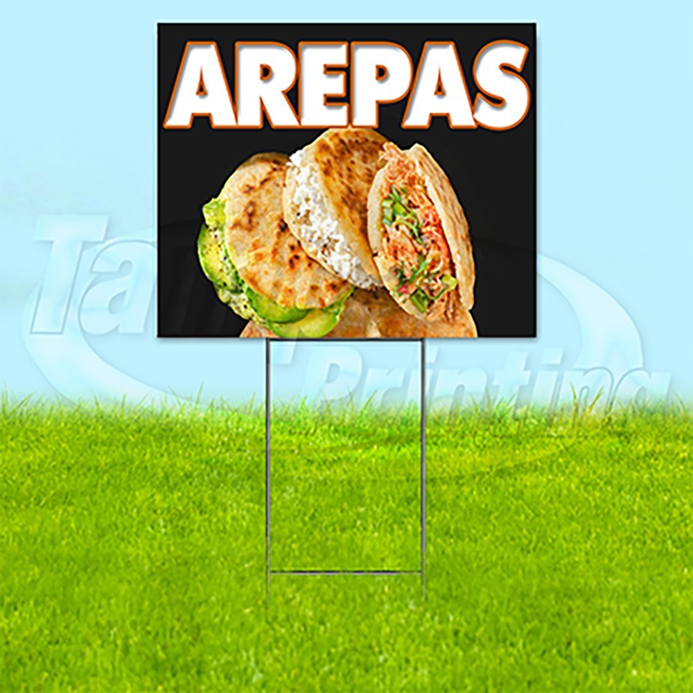 AREPAS 18×24 Yard Sign Food Snack Plastic Corrugated WITH STAKE USA YS00196