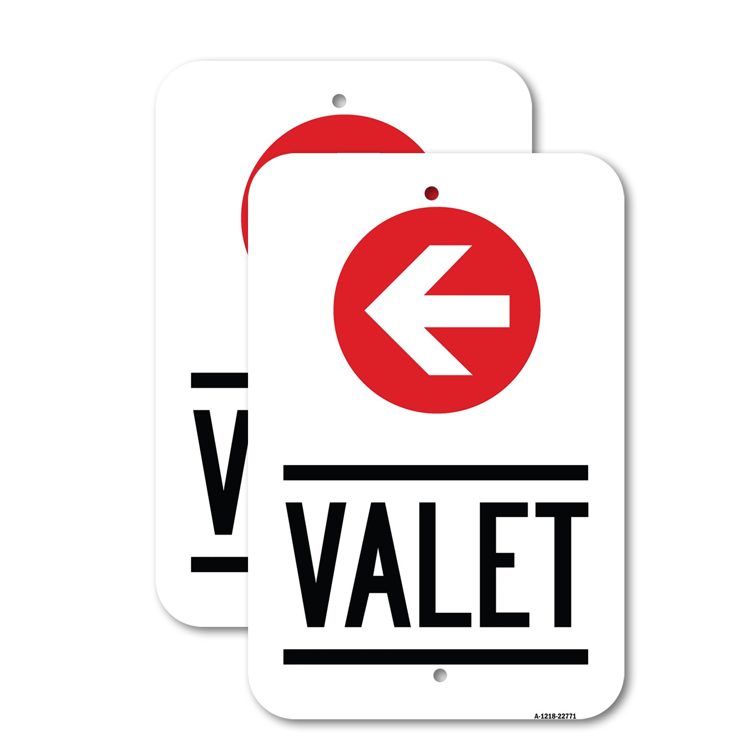 Valet Left Arrow Heavy Gauge Aluminum Parking Sign Rust Proof