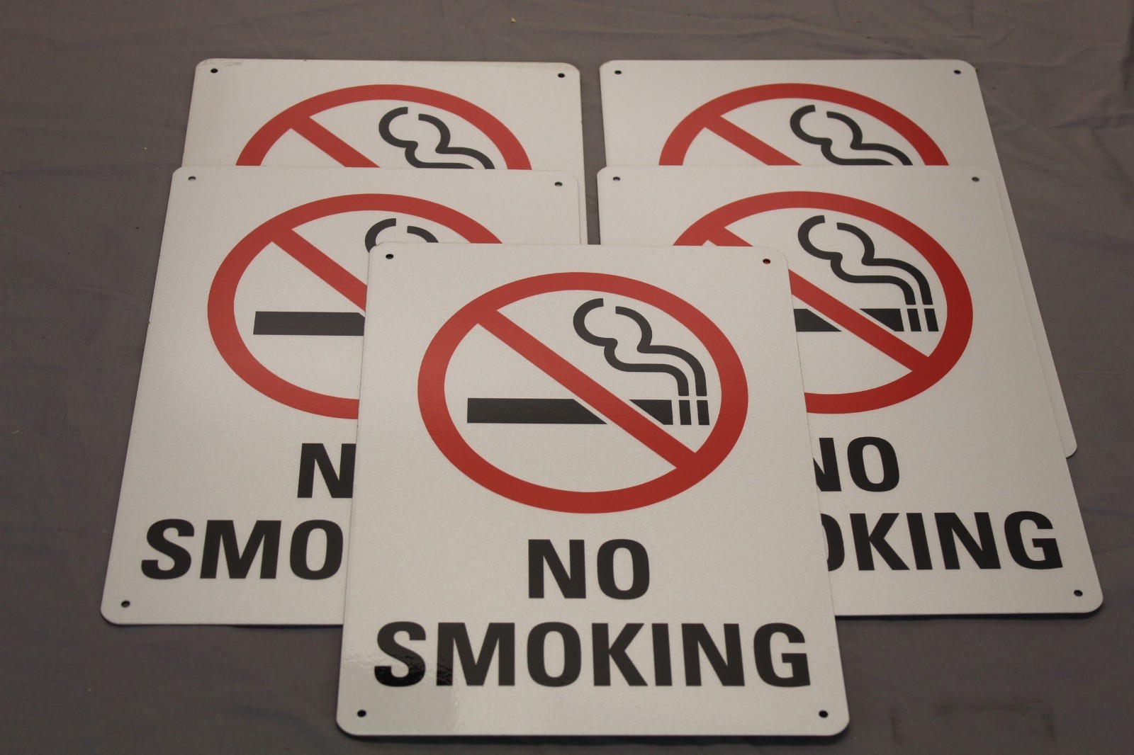Qty 5 aluminum 14×10 inch vertical NO SMOKING sign